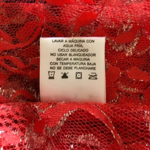 Bongo Y2K Flair Coral Lace Subtle Silver Metallic Collar Button-Up Shirt Medium - Picture 9 of 10